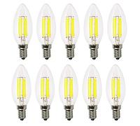 E12 LED Bulb Filament Bulb LED Candle Lamp 6W Equivalent Replacement 60W Halogen Lamp AC 110-130V Vintage COB LED Light Suitable for Pub Exhibition Office Or Home Use(10 Pack) (Cold White)