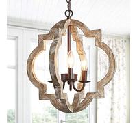 E14 Antico Elegante Durante Le Luci,Rustico Vintage Legno Corridoio Lampadario,Lampadario Del Ristorante Pastorale Francese,4 Luce Stile Shabby Chic Plafoniera Per Soggiorno Sala D-Grigio retrò 55 cm