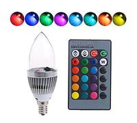 E14/E12 Lampadina LED 3W RGB 16 Colori Cambiano Candela Luci Luce con Telecomando Decorazione Atmosfera Romantica per Partito Toilette Corridoio Albergo Bancone Bar Ristorante Occidentale Casa (E14)
