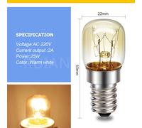 E14 Lampadina Alogena Frigorifero Luce Da Giardino 120V/220V Bianco Caldo 25W