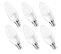 E14 Lampadine LED Candela, 7W Equivalenti a 60W, 3000K Bianco Calda, 600lm, C37 Lampadine a Candela, CRI80, Non Dimmerabile, 6 pezzi