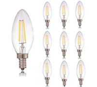 E14 LED Filament Candle Bulb DC 3V 100ma 200ma 280ma 380ma Warm White 180LM 20W Equivalent C35 Clear Glass for Solar Power Pendant Light Street Light Solar 10-Pack (3v 100ma)
