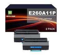 E260A11P Cartuccia Toner Compatibile For Lexmark E260 E260d E260dn E360d | Cartuccia toner sostitutiva E260A11P for E360dn E460dn E460dw E462dtn E463 E464, 3500 pagine, con chip(2 PACK)