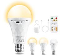 E27 2600mAh Lampadina LED Ricaricabile con Telecomando Timer, Lampada Emergenza Dimmerabile (3000K/4000K/6500K), Attacco&USB Ricaricabile Doppia Funzione per Lampade Senza Corrente/Campeggio 1 Pezzi