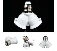 E27 a doppio attacco adattatore per plafoniere | Divide un attacco E27 in due, compatibile con LED, compatto e per bianco, ideale per spazi ristretti