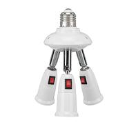 E27 E26 Convertitore Adattatore Splitter Presa Luce 3 in 1, Prolunga Adattatore Lampada con Interruttore a Pulsante Regolabile a 360 Gradi a 180 Gradi per la Casa