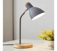 E27 Interruttore a pulsante Lampada da tavolo in legno Paralume in metallo Lampa