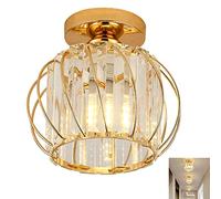 E27 Lampada da Soffitto Moderna Plafoniera Cristallo Lampada a Corridoio Retro Lampade per Illuminazione da Parete il giro tondo Lampadario per Cucina Sala da Pranzo Corridoio Camera da Letto(Oro)