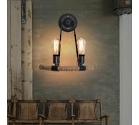 E27 LED Lampada da parete in ferro battuto con corda di canapa retrò stile indus