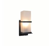 E27 Outdoor Wall Sconce, Modern 1-Light Outdoor Wall Lighting Fixtures in Black Finish With Square Milk White Glass Lamp Shade, Outdoor Patio Porch Waterproof Wall Mount Light 40 W