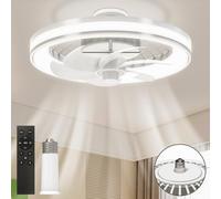 E27 Ventilatore Da Soffitto Con Luce Silenzioso, 33Cm Dimmerabile Ventilatore Da
