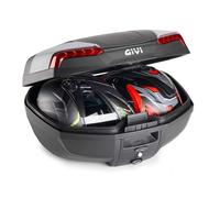 E46N Riviera - Topcase monolock con piastra nera, con interno verniciato rosso
