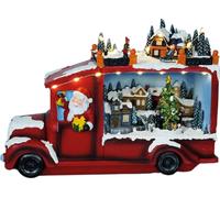 e4fun Paese/scena di Natale: Babbo Natale nel camion con illuminazione a LED, musica e albero girevole, adattatore di alimentazione incluso