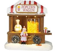 e4fun Paese/scena di Natale: macchina popcorn con illuminazione LED, popcorn in movimento, funzionamento a batteria