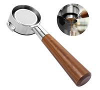 E61 Portafiltro senza fondo Gruppo 2.3, cestello filtro in acciaio inox, manico ergonomico in legno, compatibile con Flair 58, Ecm, Rocket, Sanremo, Synesso, Vbm, Gemilai, Wega, Milesto, Expobar,