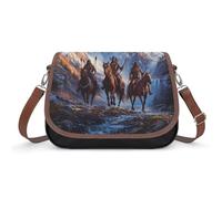 Ea-gles - Borsa a tracolla da donna in pelle con cavallo indiano nativo USA
