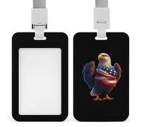 Ea-gles - Porta badge con bandiera degli Stati Uniti con cordino porta nome, per infermiere, insegnanti, ufficiali