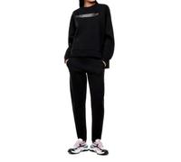 EA7 Armani Set Sportivo a Due Pezzi Felpa e Pantaloni, Nero, Logo con Dettagli Brillanti, Nero , L