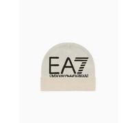 EA7 Berretto con logo jacquard e risvolto Mountain Visibility almond milk