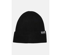 EA7 Cappelli Unisex Nero Berretto di lana Berretto in maglia a costine con logo