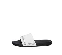 EA7 Sandali scorrevoli, unisex, nero e bianco, design con logo, Bianco nero, 41 EU
