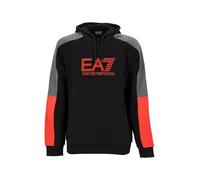 Felpa con cappuccio EA7 Visibility Logo nero rosso grigio - M