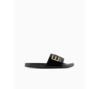 EA7 Emporio Armani Ciabatte Unisex con Maxi Logo 7X000108AF15118 (Nero Oro, Sistema Taglie Calzature EU, Adulto, Uomo, Numero, Media, 40)