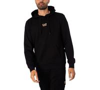 EA7 Emporio Armani Felpa con Cappuccio da Uomo Core Identity in Cotone Garzato, 8NPM32 (IT, Testo, S, Regular, Regular, Black/Gold)