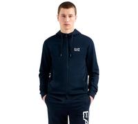 EA7 Emporio Armani Felpa con Cappuccio Logo Series in Cotone da Uomo (IT, Testo, S, Regular, Regular, Blue)