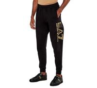 EA7 Emporio Armani Logo Series Pantaloni Jogger in Cotone, Nero con Logo Oro, Pantaloni sportivi, nero/oro, XL