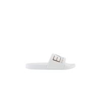 EA7 Emporio Armani Logo Sliders con Maxi Logo, Ciabatta da Mare/Piscina Unisex (White/Rose Gold, 40)
