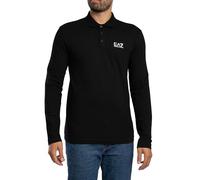 Polo EA7 Core Identity Logo Stripe manica lunga nero bianco - S