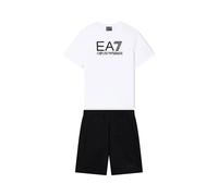 EA7 Emporio Armani Completo Bambino Set t-shirt e shorts in jersey di cotone Visibility Boy 7B000302AF10375 8033920991334-12A Bianco Nero 12A