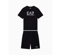 EA7 Emporio Armani Set t-shirt e shorts in jersey di cotone Visibility Boy black