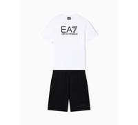 EA7 Emporio Armani Set t-shirt e shorts in jersey di cotone Visibility Boy white
