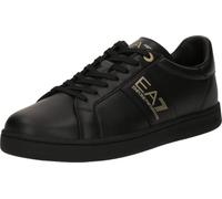 EA7 Emporio Armani Sneakers in pelle nera con logo oro, suola antiscivolo, nero dorato, 42.5 EU