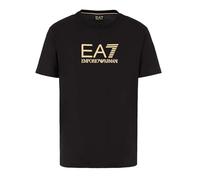 EA7 Emporio Armani T-shirt nera con logo grafico oro, nero, XX-Large