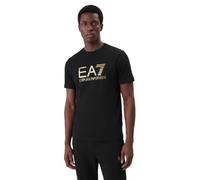 EA7 Uomo T-Shirt Slim con Logo Grafico, Black/Gold, S