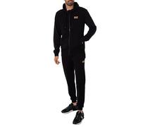 EA7 Uomo Tuta Con Cappuccio E Zip, Black/Gold, XS