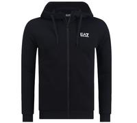 EA7 Emporio Armani Uomo Felpa con Cappuccio e Zip in Cotone (IT, Testo, L, Regular, Regular, Black)