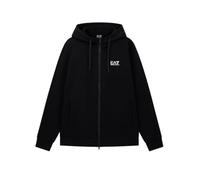 EA7 Emporio Armani Uomo Felpa con Cappuccio e Zip in Cotone (IT, Testo, L, Regular, Regular, Black)