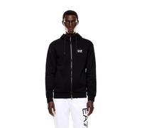 EA7 Emporio Armani Uomo Felpa con Cappuccio e Zip in Cotone (IT, Testo, M, Regular, Regular, Black)