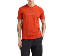 EA7 T-Shirt da Uomo Girocollo Visibility Regular in Cotone Arancione Arancione