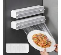 EAAGHK 2 Dispenser Pellicola e Alluminio a Parete Senza Foratura Porta Pellicola Magnetico da Cucina, Porta Pellicola e Alluminio con Taglierina, Taglia Pellicola da Cucina, 358 * 84 * 62mm, Bianco