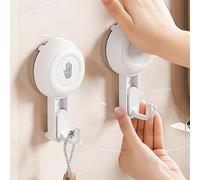 EAAGHK Ganci Ventosa Potenti Riutilizzabile 2 Pz Appendiabiti a Ventosa Senza Foratura Gancio a Ventosa per Piastrelle da 3KG per Cucina Bagno Parete Doccia, Una Pressione per Assorbire, Bianco