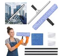 EAAGHK Set di 8 lavavetri professionali in microfibra + lavavetri in silicone + 5 lame in silicone + panni in microfibra + 2 ganci, set di lavavetri per bagno, doccia, vetro, specchio, auto