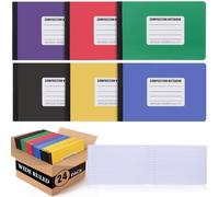 Eaasty 24 Pcs Half Composition Notebooks Bulk Back to School Supplies for Students Hard Cover Composition Books Mini Journal for School Office