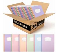 Eaasty 36 Pack Pastel Composition Notebooks Bulk 9.75" x 7.5" Wide Ruled Composition Journal 100 Pages Pastel Journal Notebooks for Back to School College Students Teachers Office Work