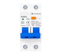 EAB6L RCBO 2P Tipo C, 230 V CA 50/60 Hz, Combinato RCD+MCB 30 MA, Interruttore Differenziale Su Guida DIN 6 KA Per Pannello, A-63 A, Pulsante Test(32A)