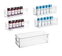 Eabdice 2 Pezzi Contenitori Alimentari Organizer, Contenitori Frigo Impilabili, Organizer Frigorifero Trasparenti, per Frigoriferi, Congelatori e Armadietti